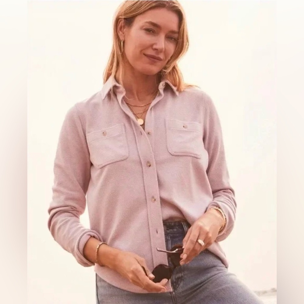 Faherty Women Legend Sea Fog Lilac Shirt Small